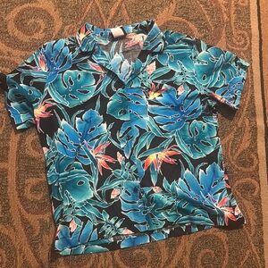 Hilo Hattie Blue and Black Floral Shirt